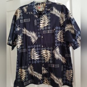 The Hawaiian Original Hilo Hattie tropical cotton sateen men's shirt size Large